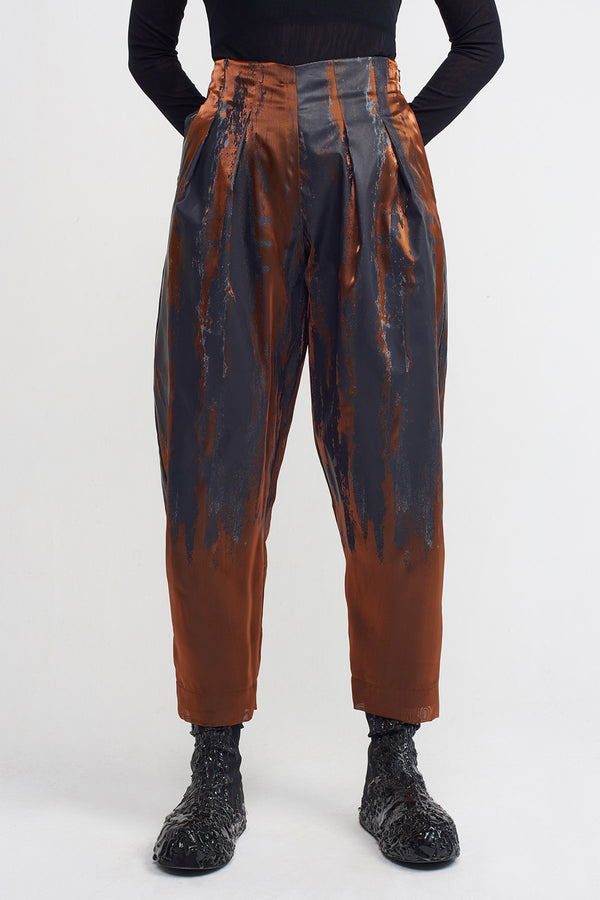 Nu Organza Printed Trousers Copper