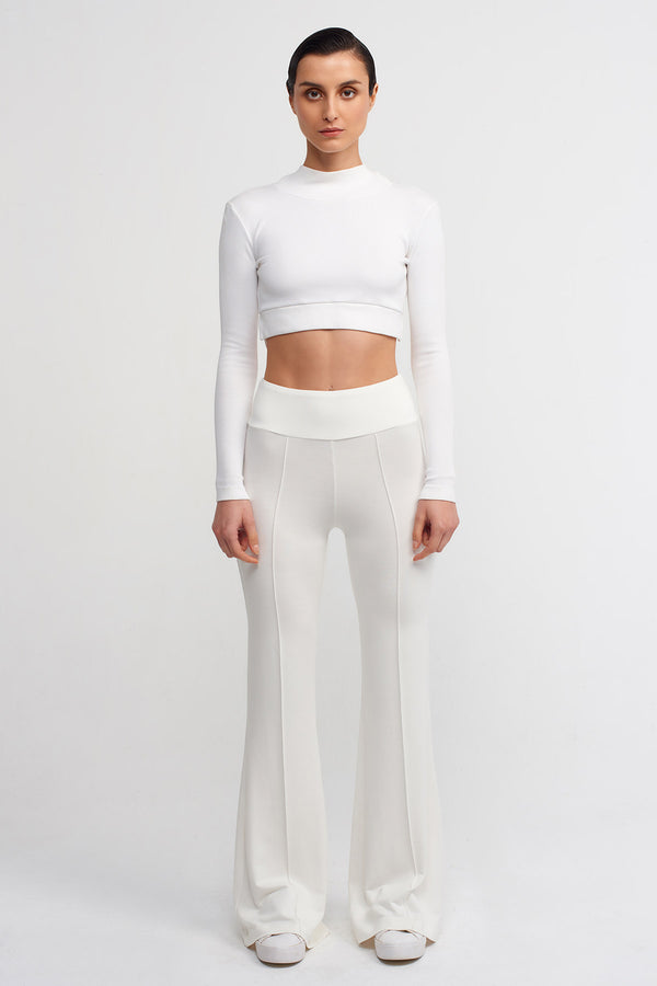Nu Pressed Seam Comfortable Trousers Off White