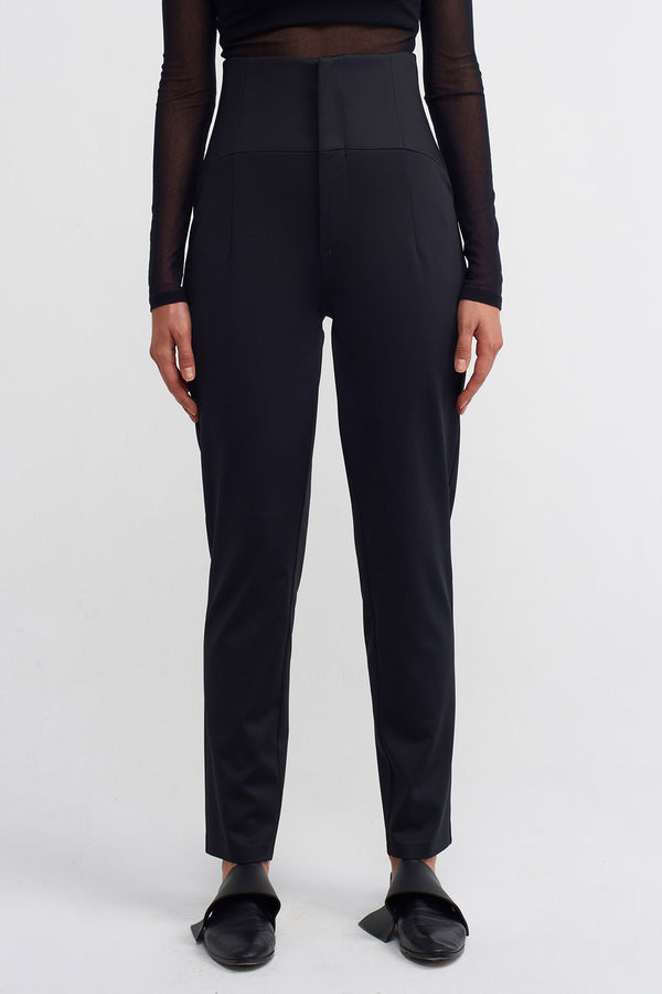 Nu High Waist Solid Trousers Black