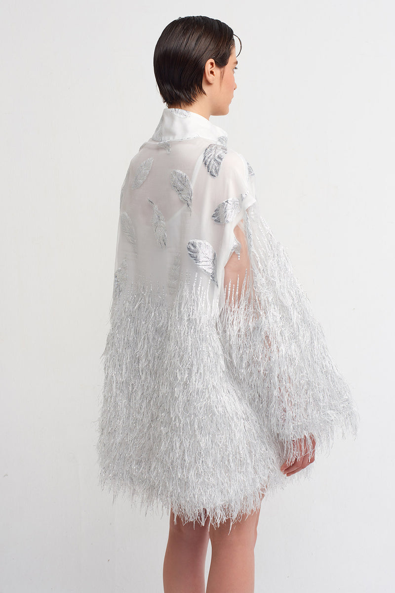 Nu Tassel Jacquard Print Mini Dress Silver