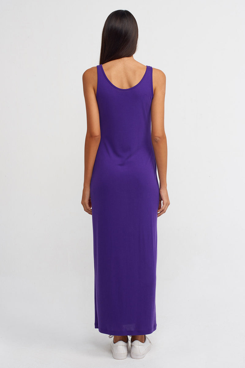 Nu Long Ribbed Dress Purple