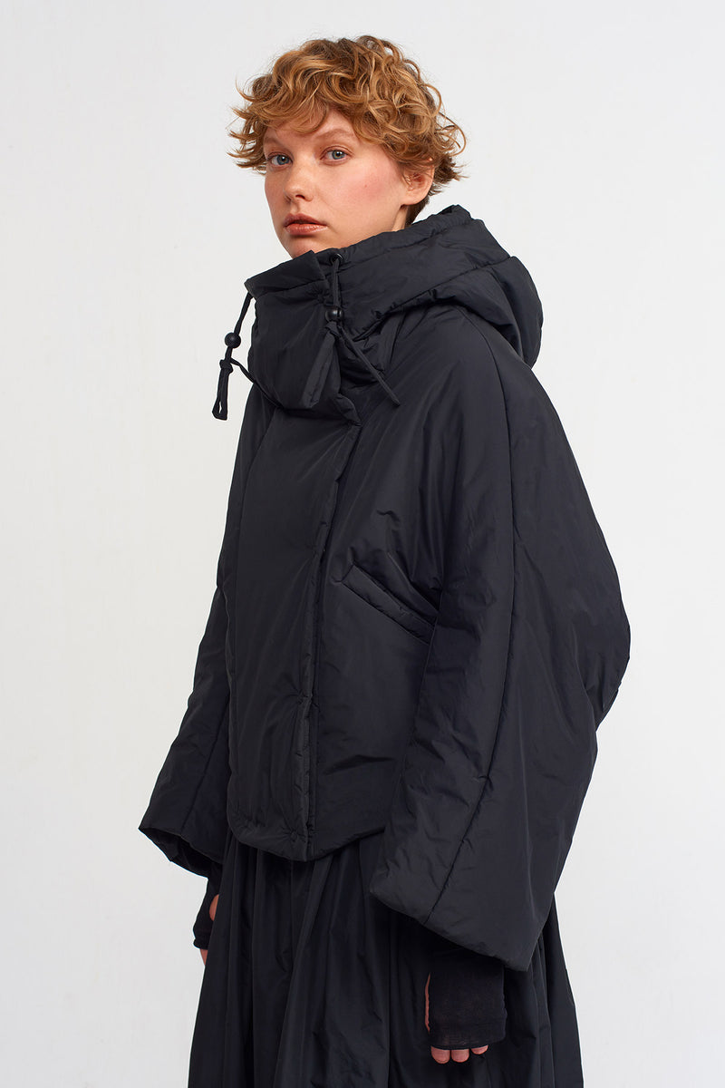 Nu Hooded Padded Short Jacket Black