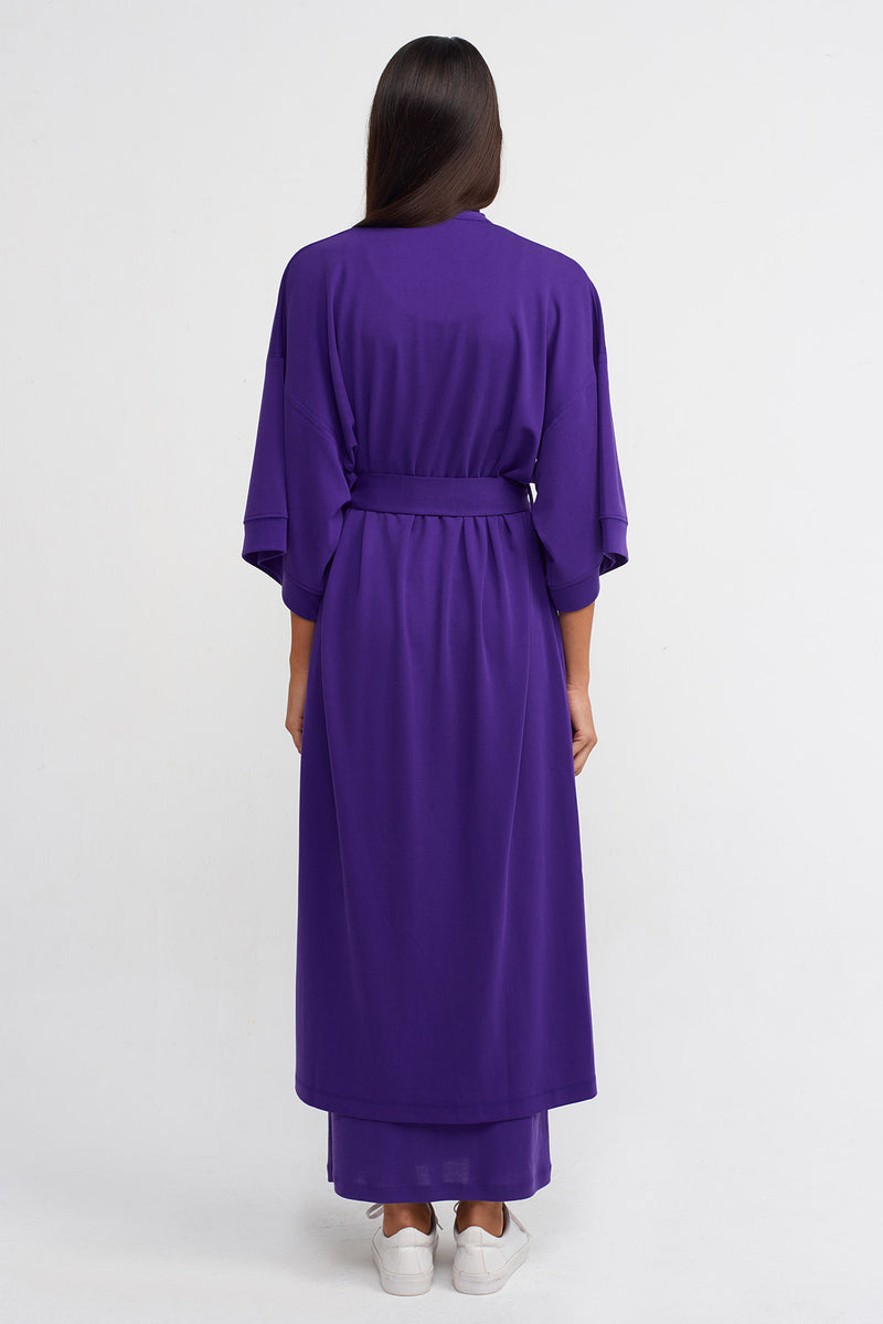 Nu Belted Long Kimono Purple