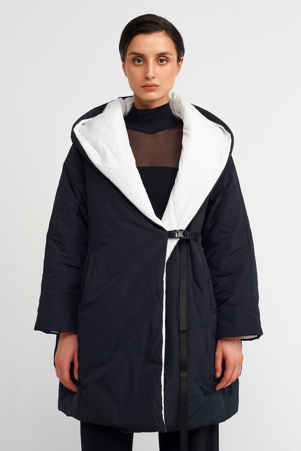 Nu White Insulated Puffer Jacket Black-White