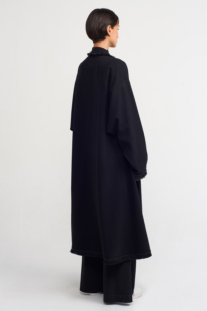 Nu Fringed Edge Coat Black