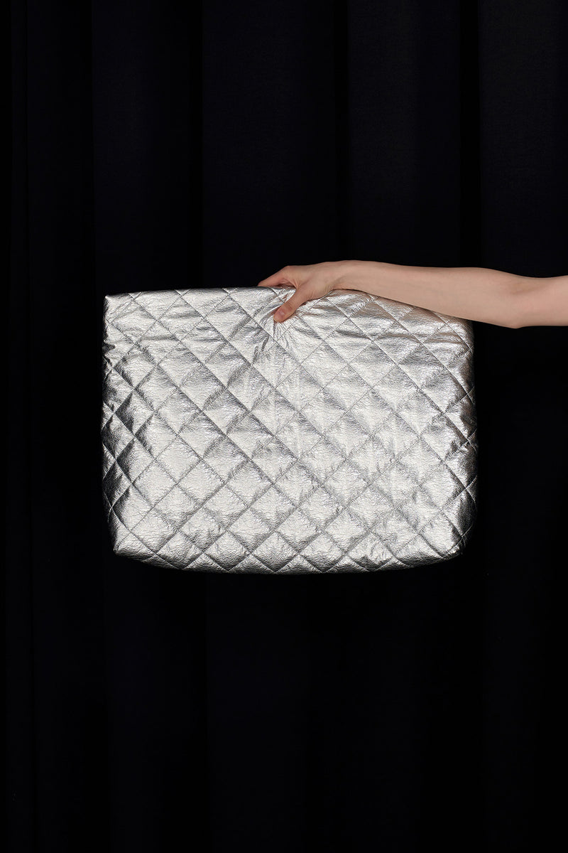Nu Quilted Clutch Bag Silver