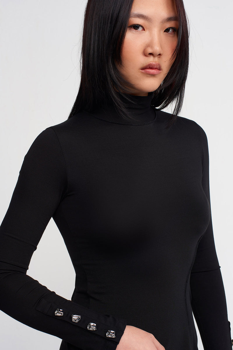 Nu Jersey Turtleneck Bodysuit Black