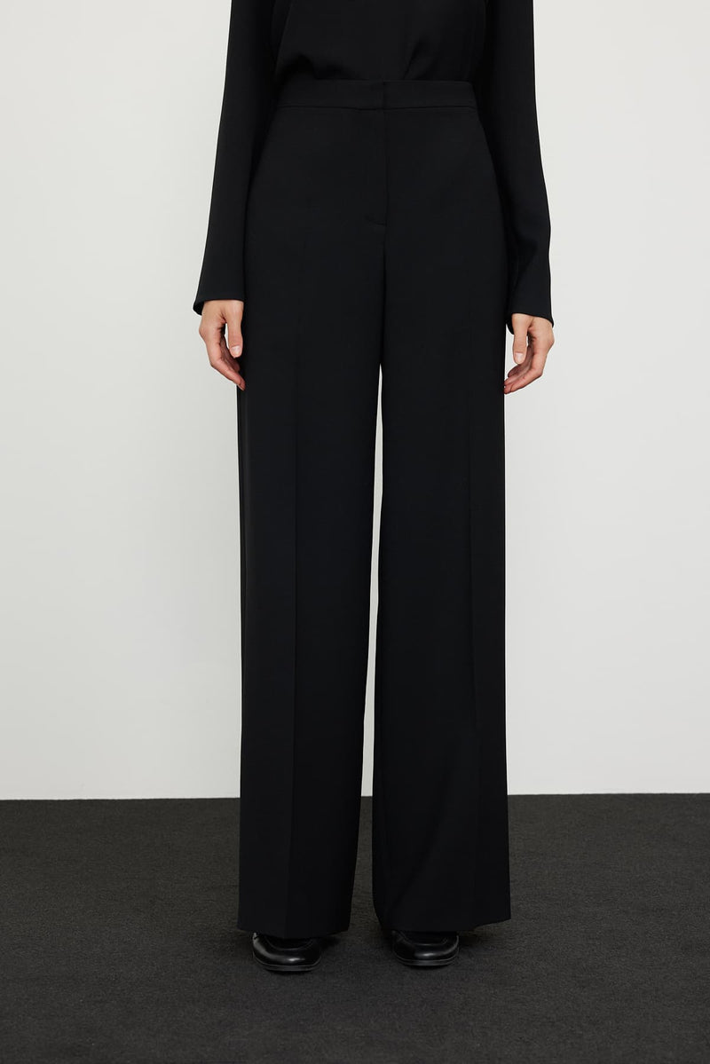 Roman Wide Leg Solid Trousers Black