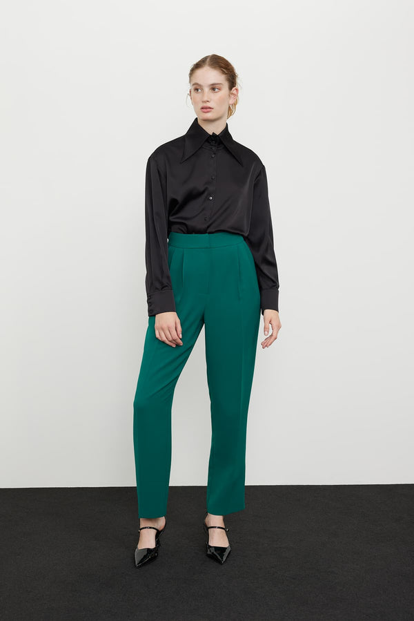 Roman Solid Regular Fit Trousers Green