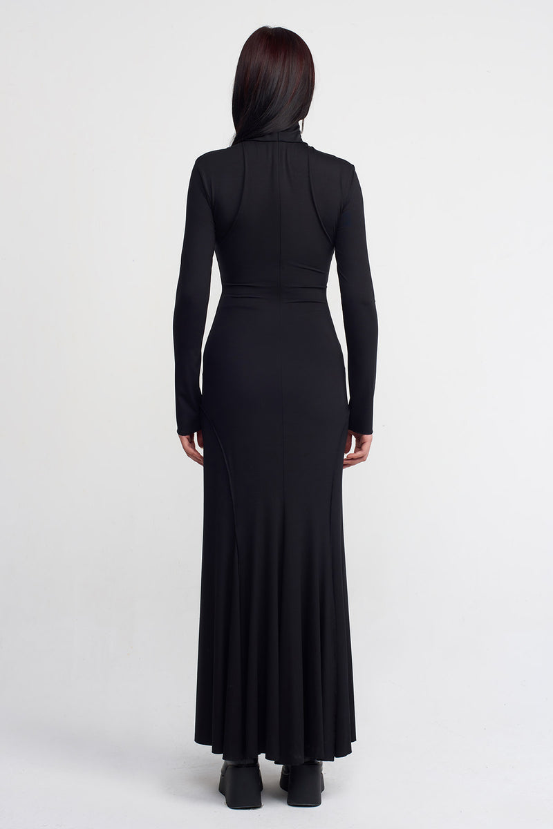 Nu Jersey Slim Long Dress Black