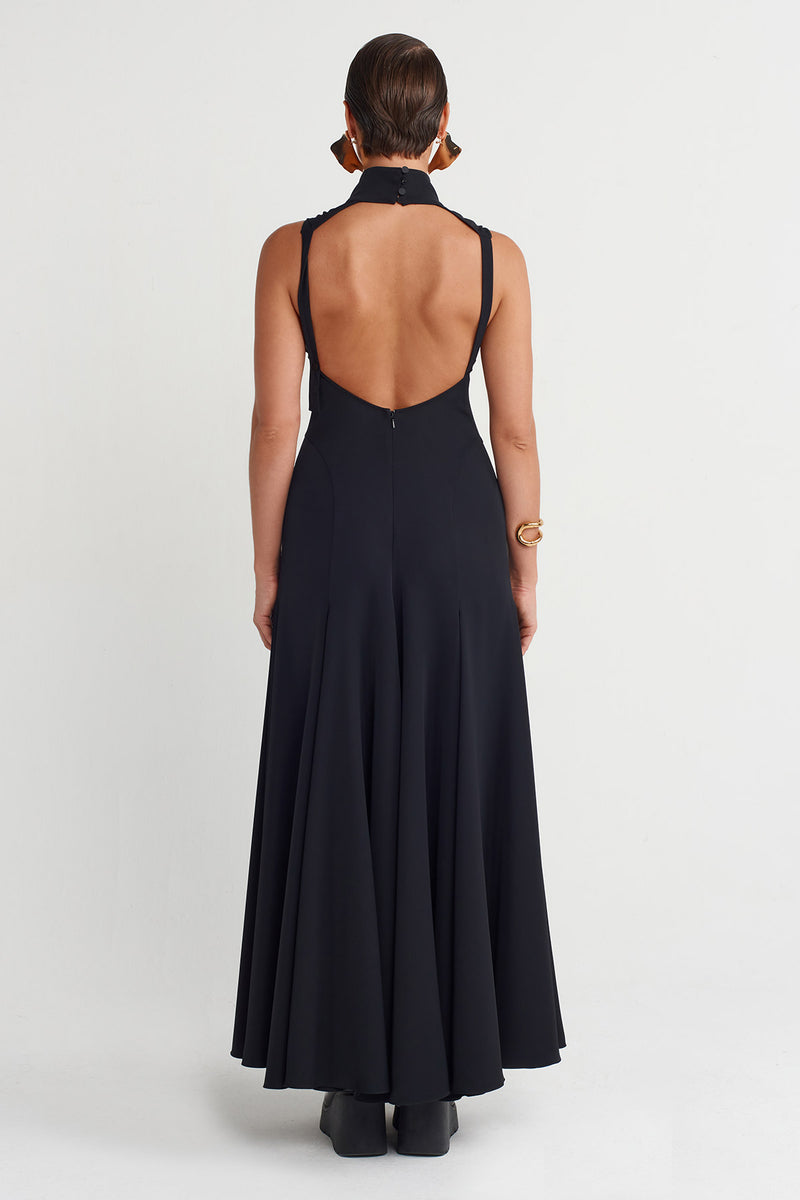 Nu Backless Long Dress Black