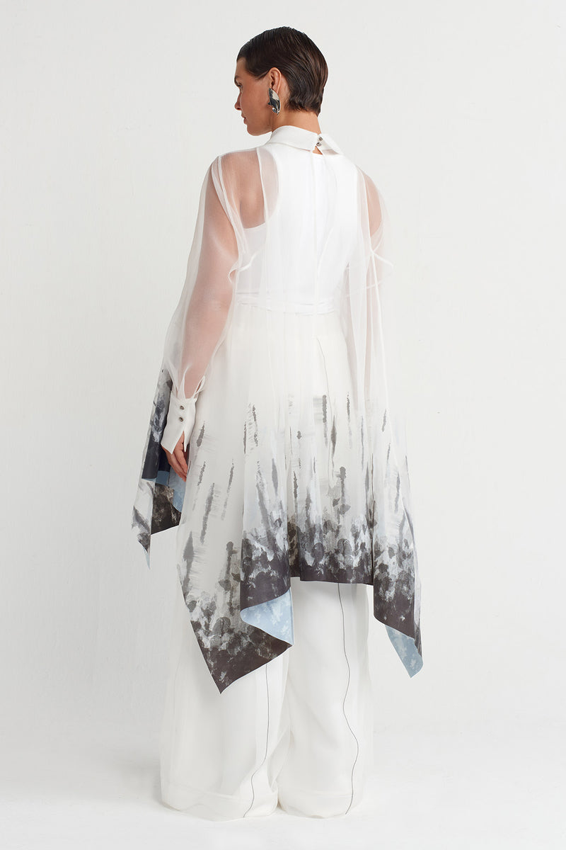 Nu Printed Organza Shirt Off White