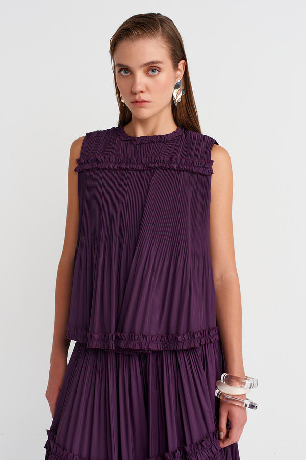 Nu Sleeveless Taffeta Blouse  Violet