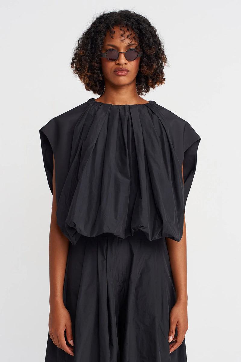 Nu Taffeta Balloon Blouse Black