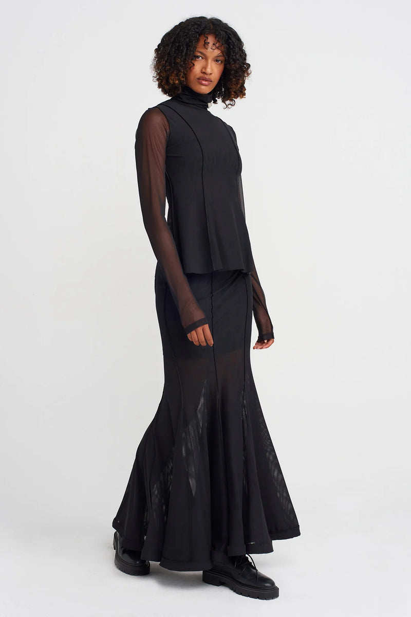 Nu Embroidered Tulle Blouse Natural/Black