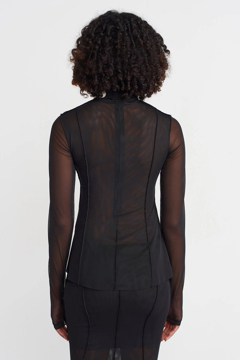 Nu Embroidered Tulle Blouse Natural/Black