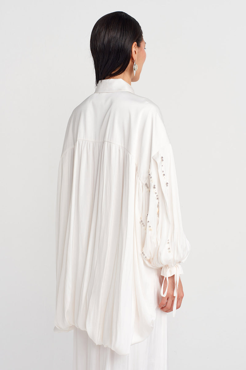 Nu Embroidered Satin Shirt Off White