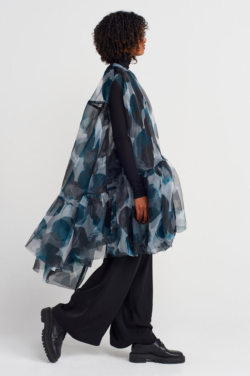 NU Patterned Organza Oversized Blouse Multi Color
