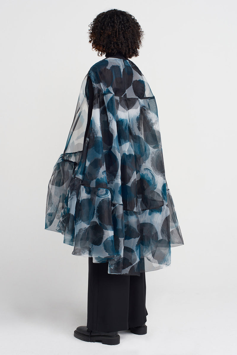 NU Patterned Organza Oversized Blouse Multi Color