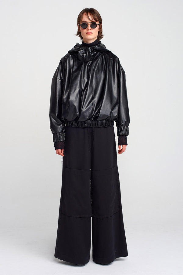 Nu Vegan Leather Sweatshirt Black