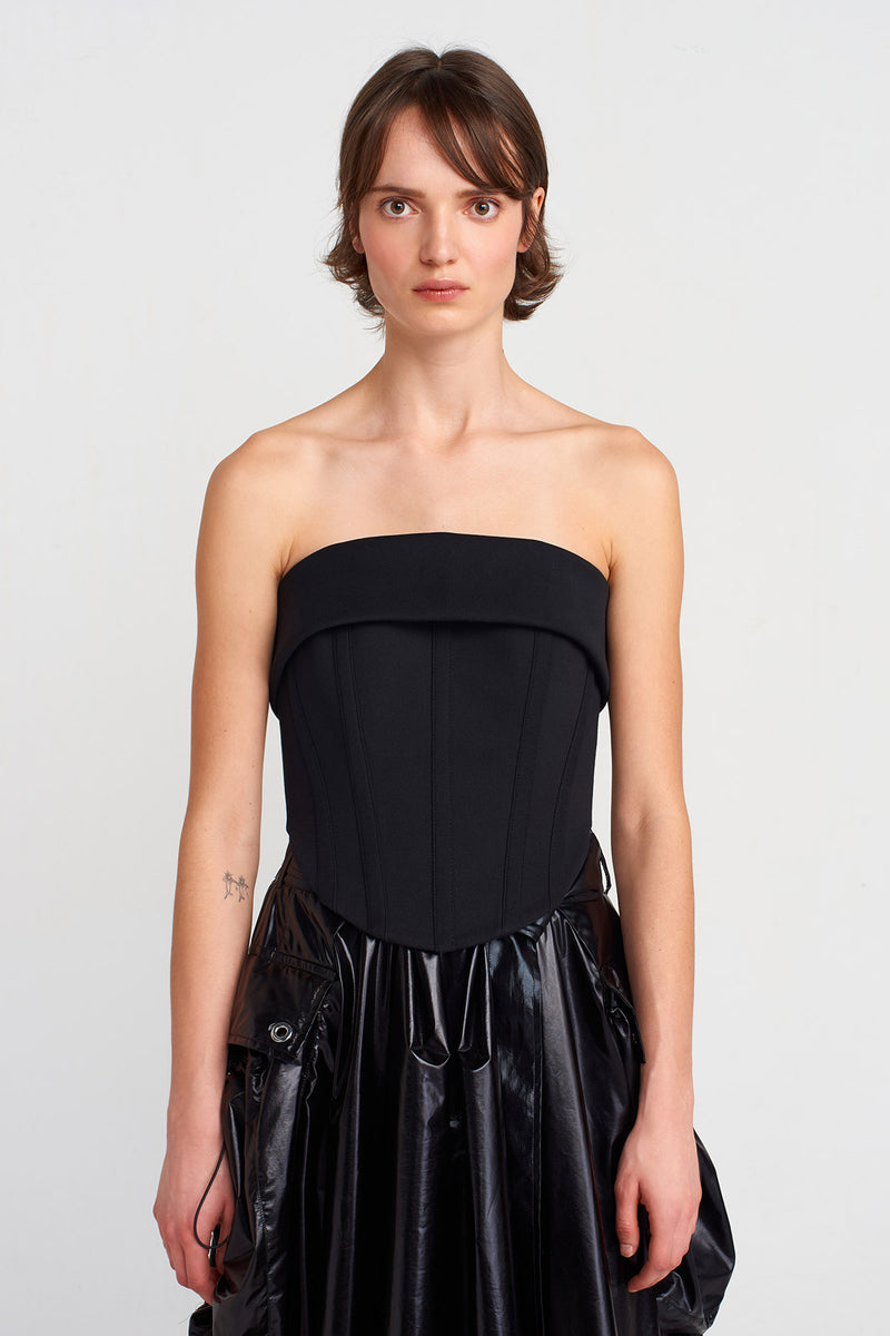 Nu Strapless Corset Bustier Black