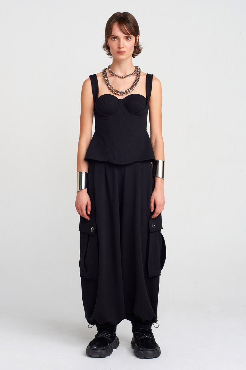 Nu Thick Strap Corset Top Black