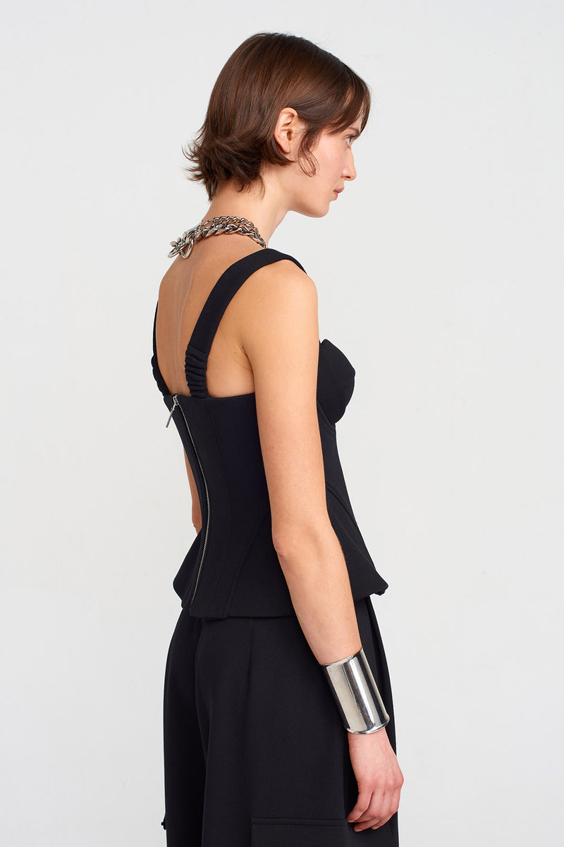 Nu Thick Strap Corset Top Black