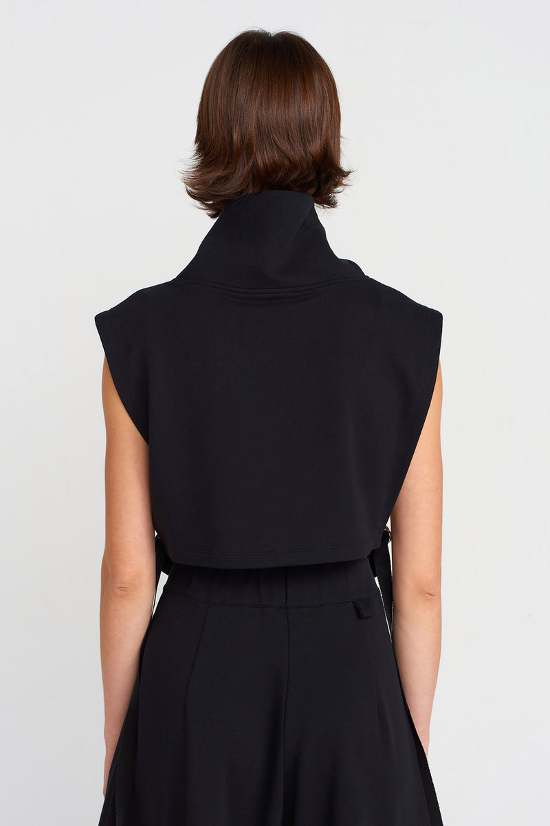 Nu Side Tie, Collared T-Shirt Black