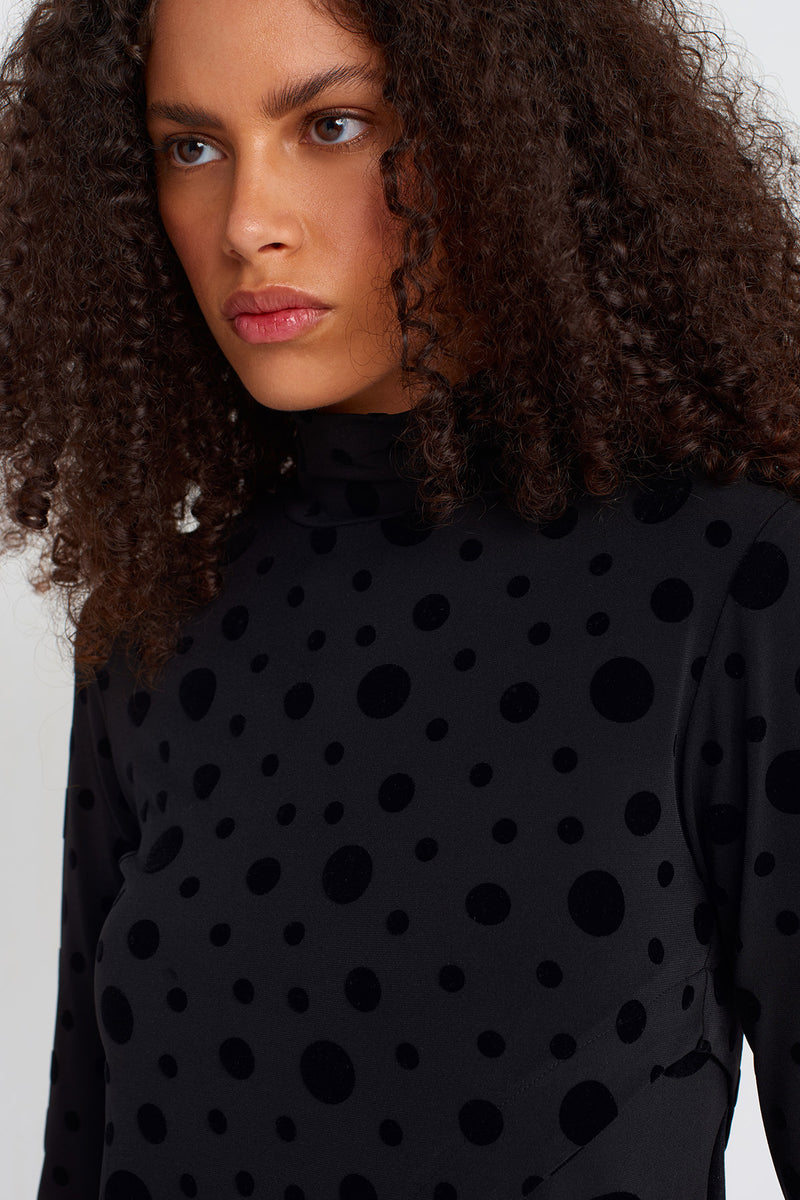 Nu Velvet Polka-Dot Jersey Blouse Multi Color