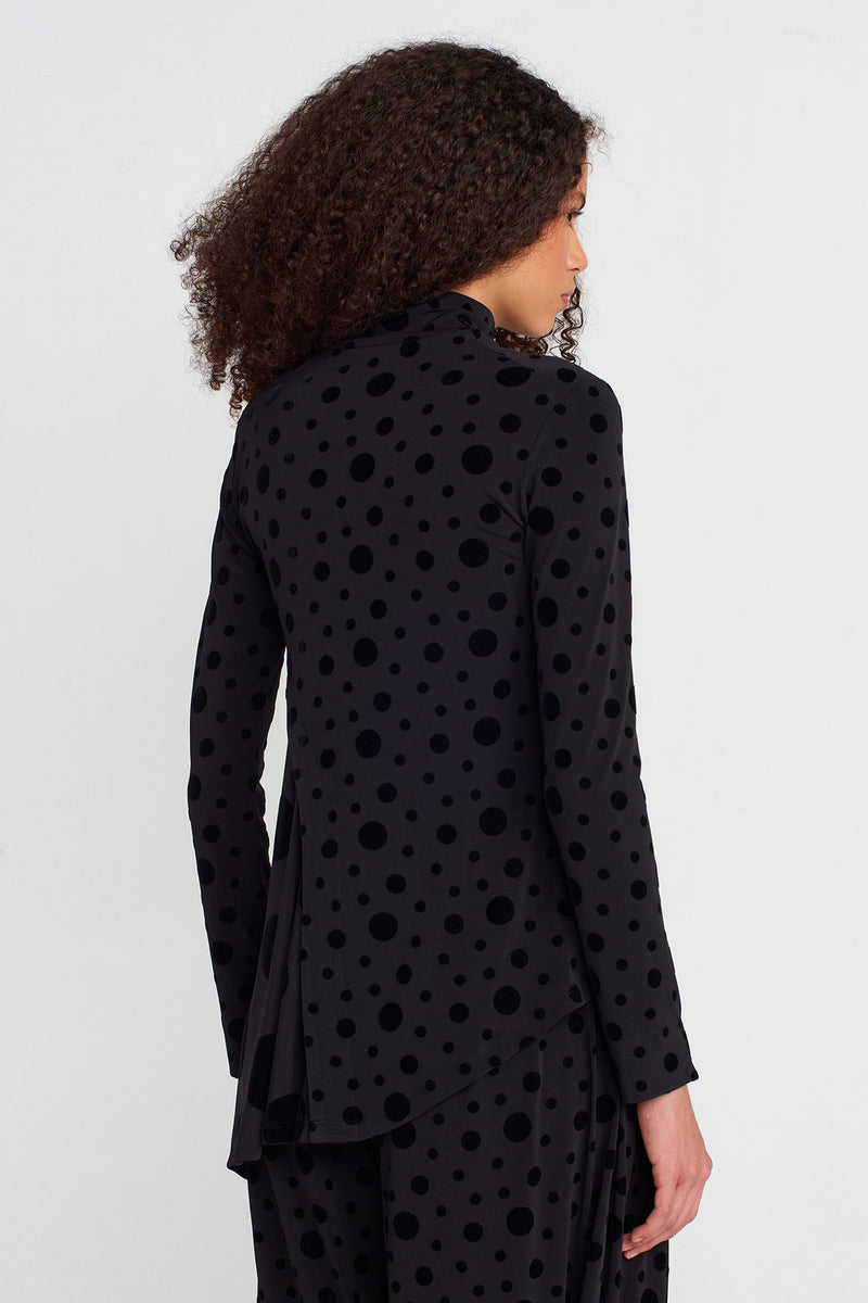 Nu Velvet Polka-Dot Jersey Blouse Multi Color