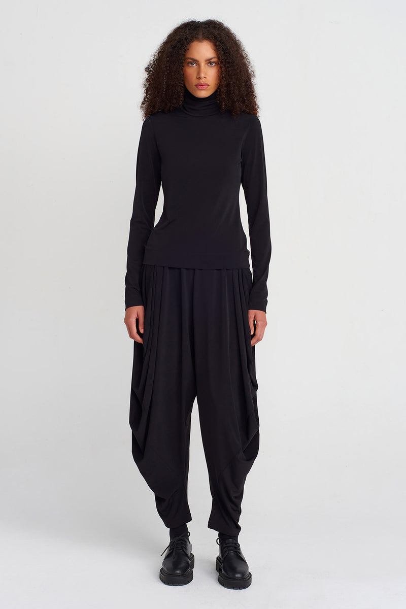 Nu Turtleneck Jersey Bodysuit Black