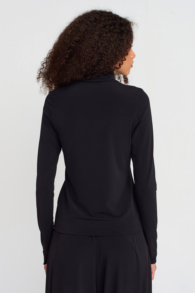 Nu Turtleneck Jersey Bodysuit Black