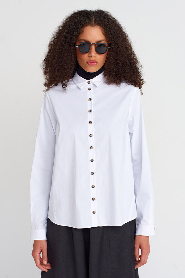Nu Loose-Back Poplin Shirt Off White