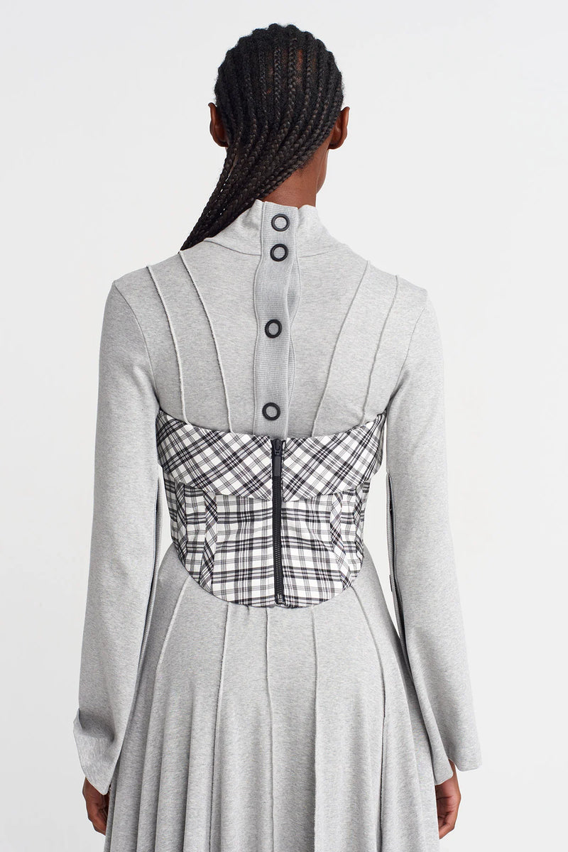 Nu Plaid Strapless Corset Black/White