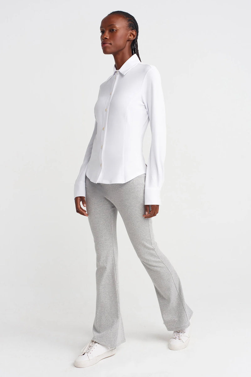 Nu Relaxed Fit Shirt With Waist Shaping Off White
