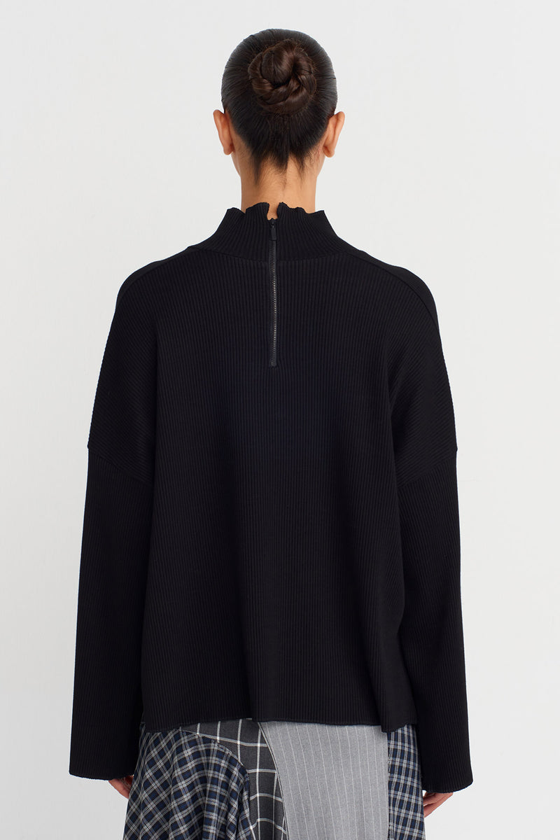 Nu Oversized Ribbed Blouse Black