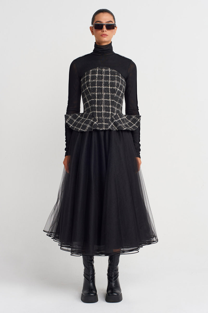 Nu Plaid Tweed Corset Grey/White