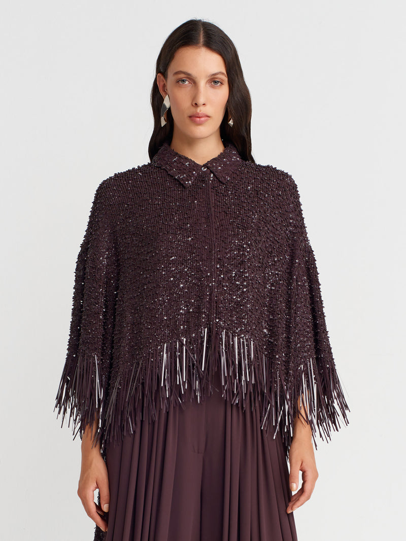 Nu Sequin Elegant Blouse Eggplant
