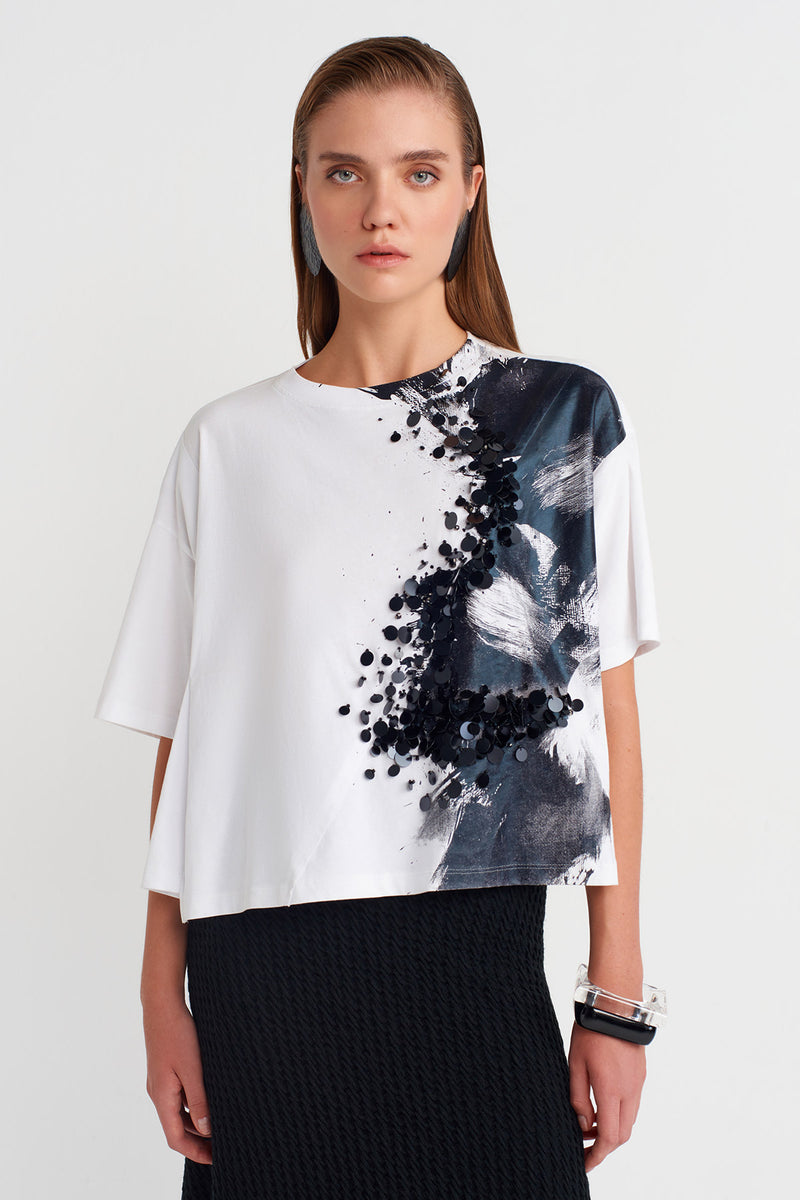 Nu Printed Basic T-Shirt Off White/Black