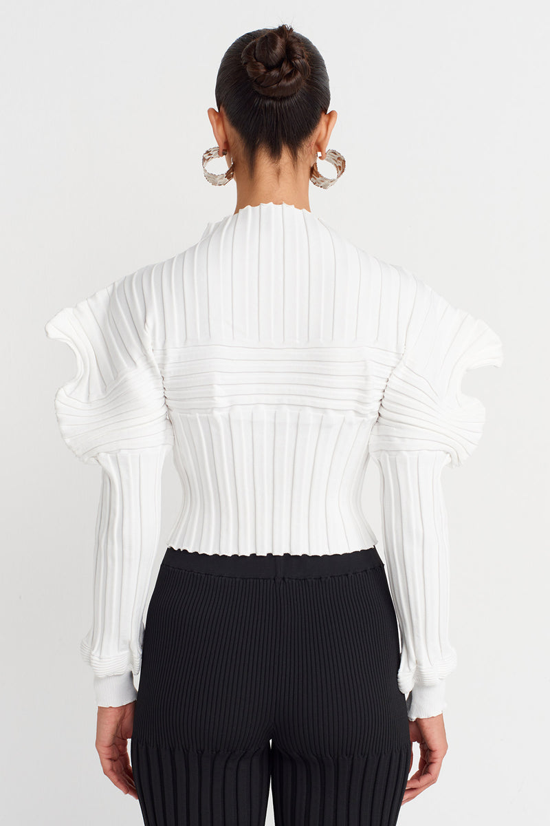 Nu Knitted Shoulder Detailed Blouse Off White