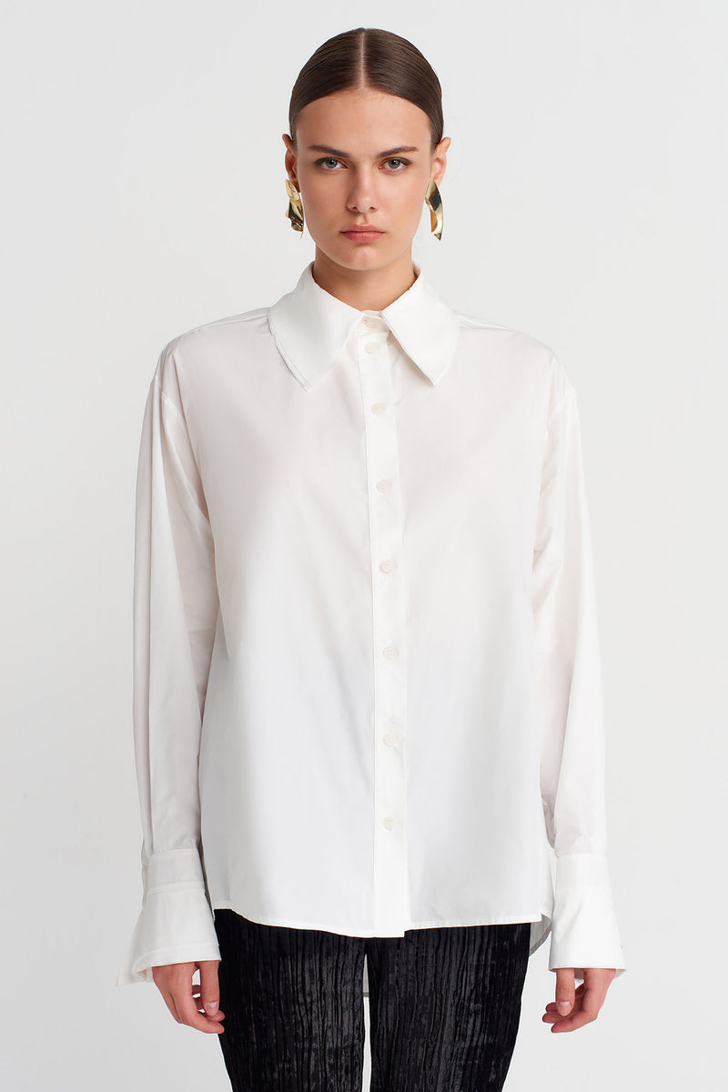 Nu Oversized Fine Taffeta Shirt Milk Serum