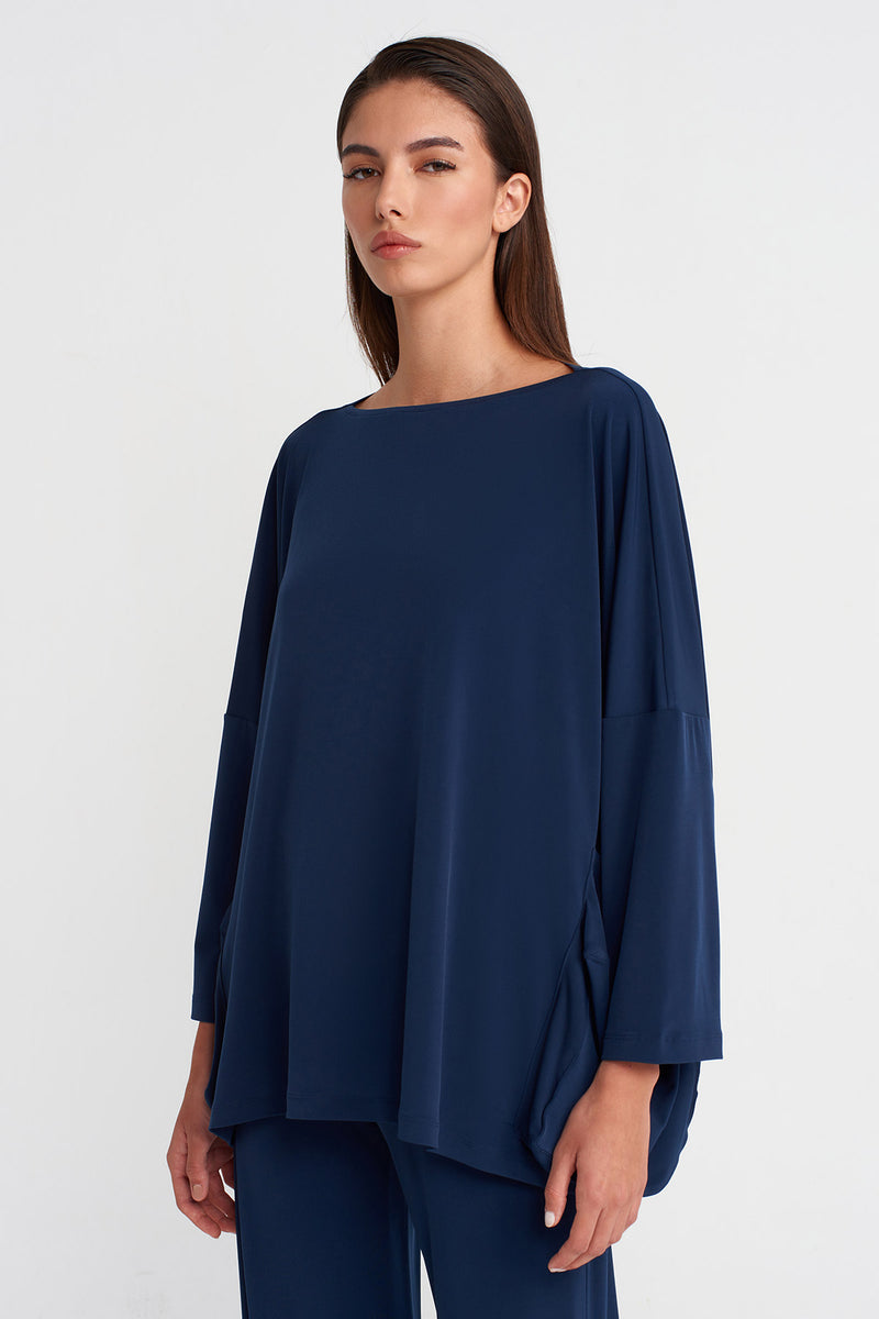 Nu Oversized Jersey Blouse Blue+Black