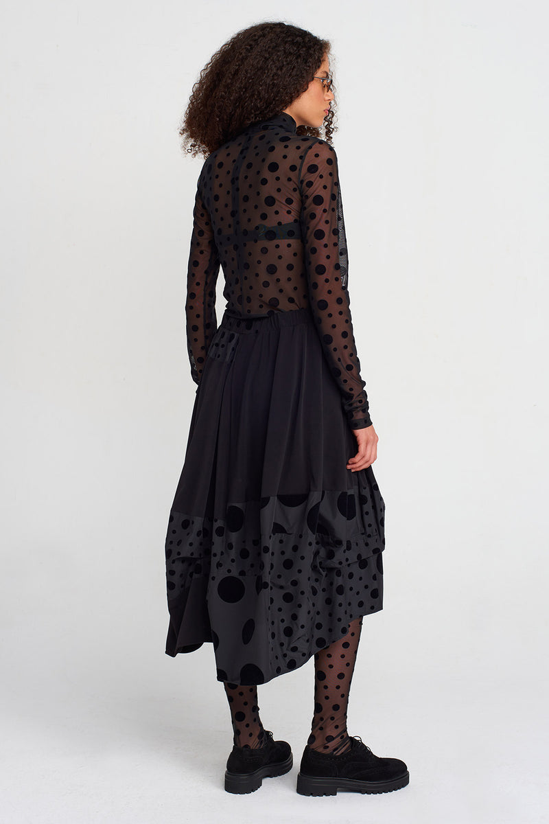 Nu Velvet Polka-Dot Jersey & Taffeta Skirt Multi Color