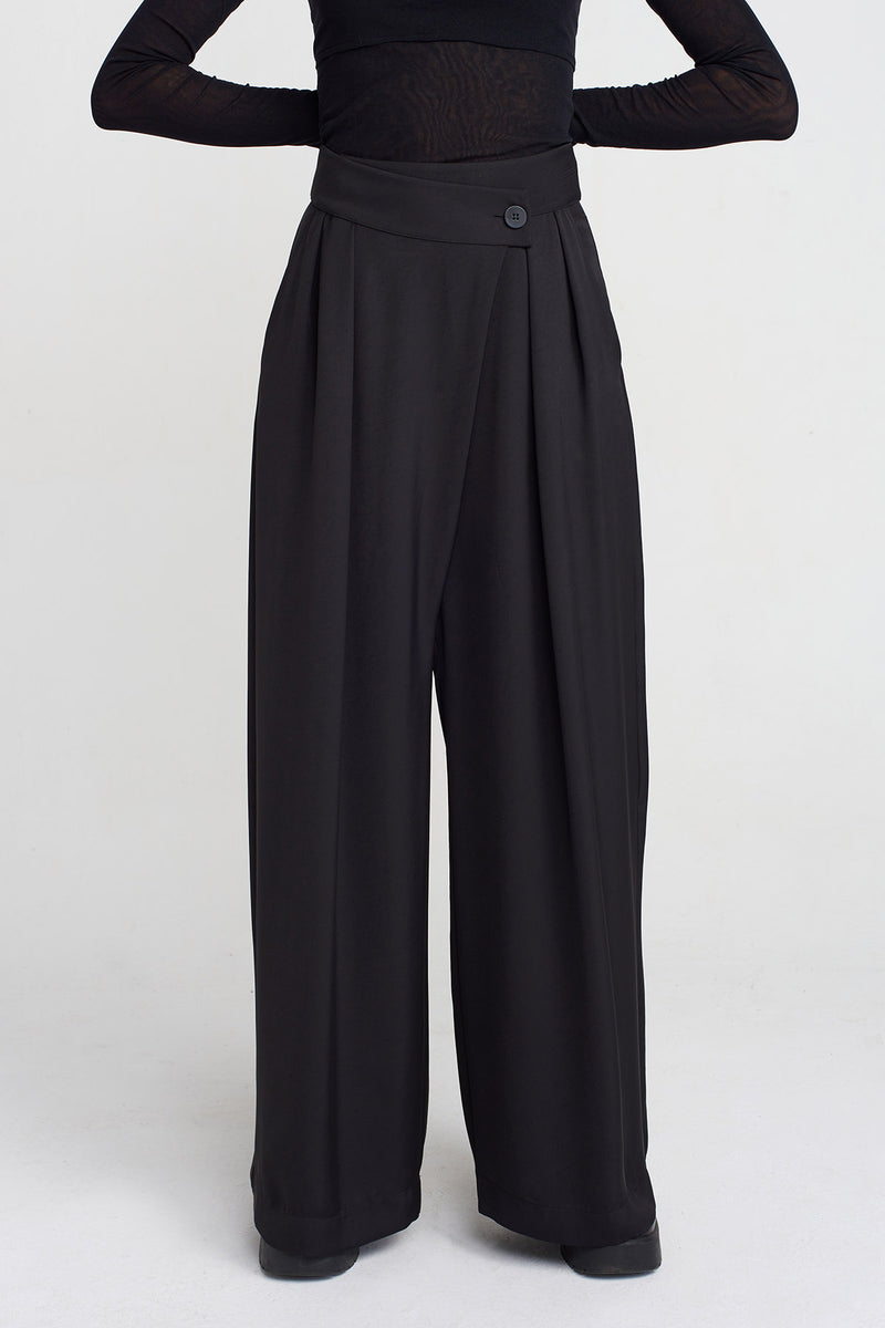 Nu Double-Breasted Palazzo Pants Black
