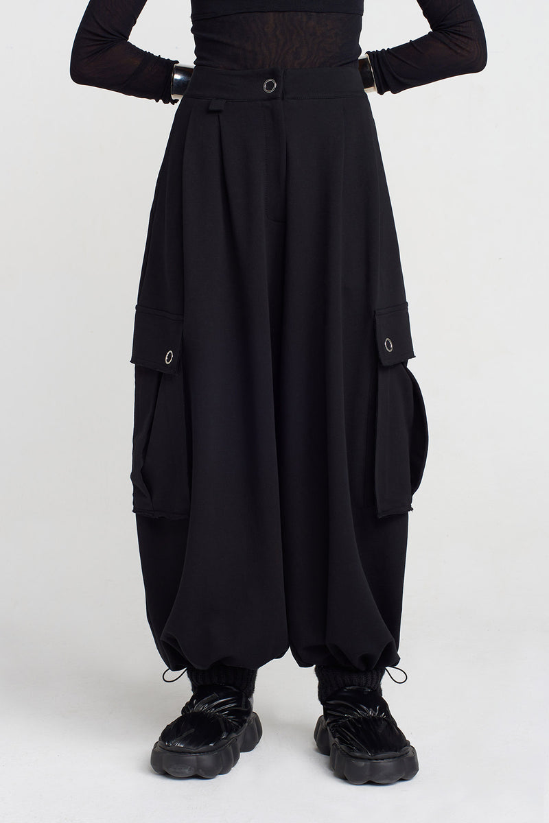 Nu Drawstring Trousers With Pockets Black