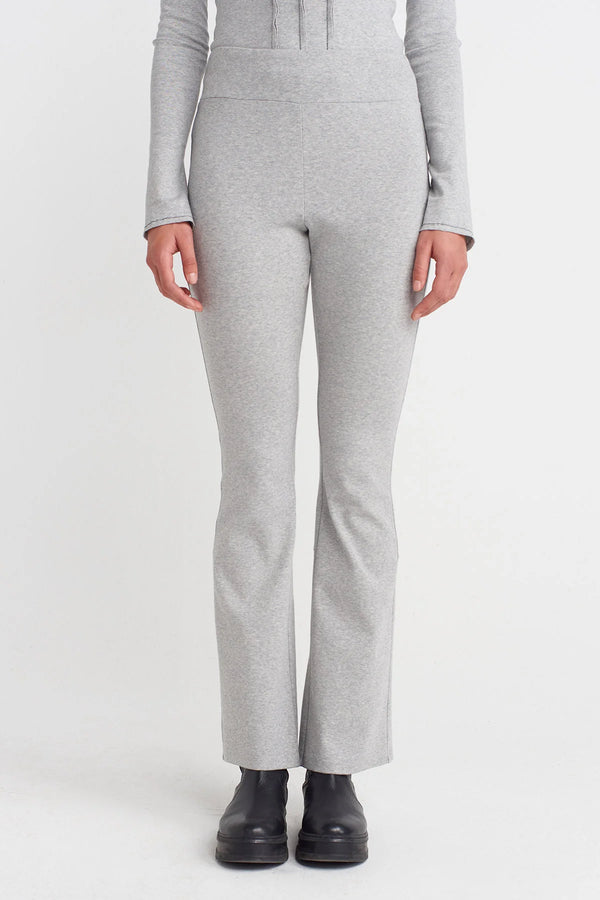 Nu Comfort Fit Leggings With Back Hem Slit Light Grey Melange