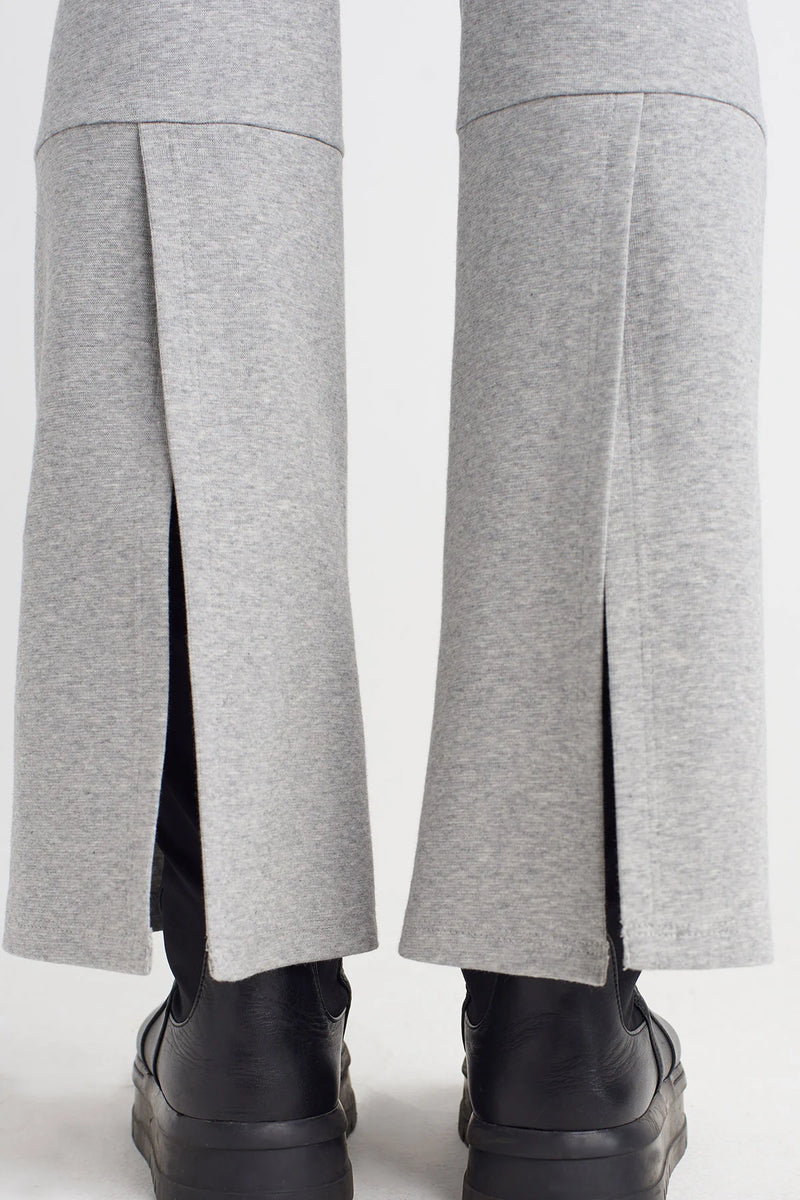 Nu Comfort Fit Leggings With Back Hem Slit Light Grey Melange