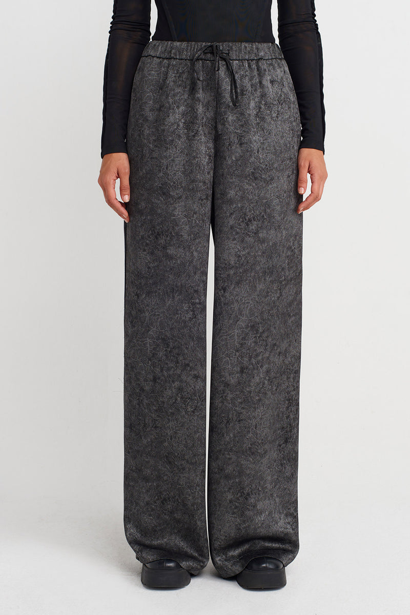 Nu Washed Effect Wide-Leg Trousers Off White/Black