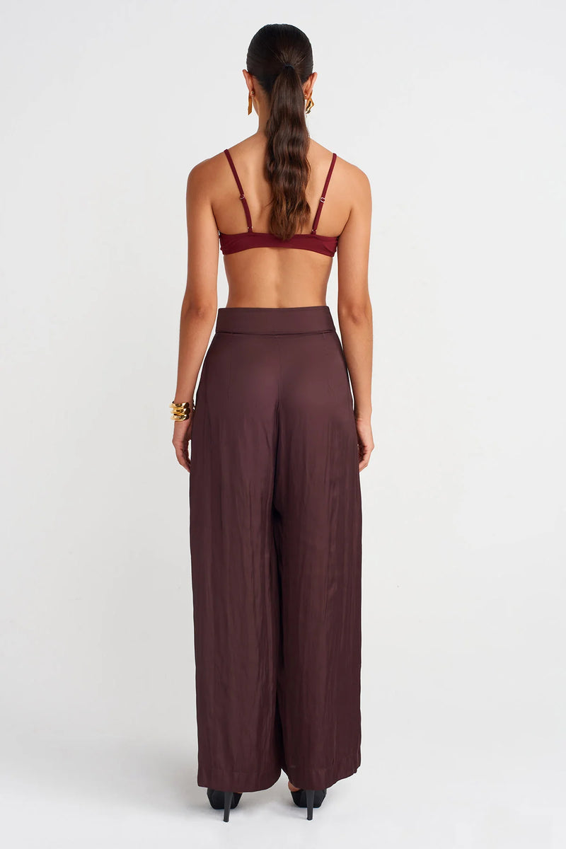 Nu Double Breasted Palazzo Pants Eggplant