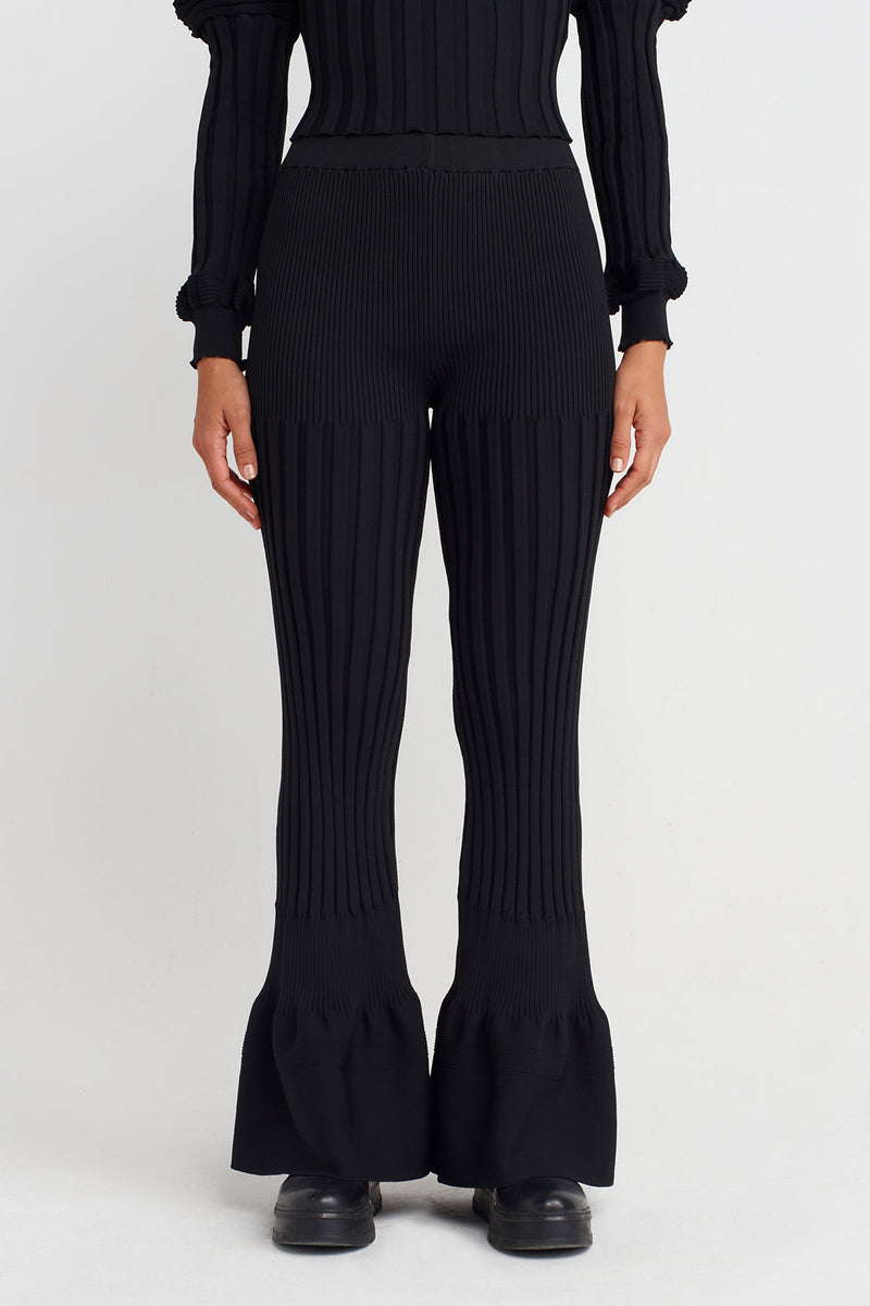 Nu High Waist Knitted Trousers Black
